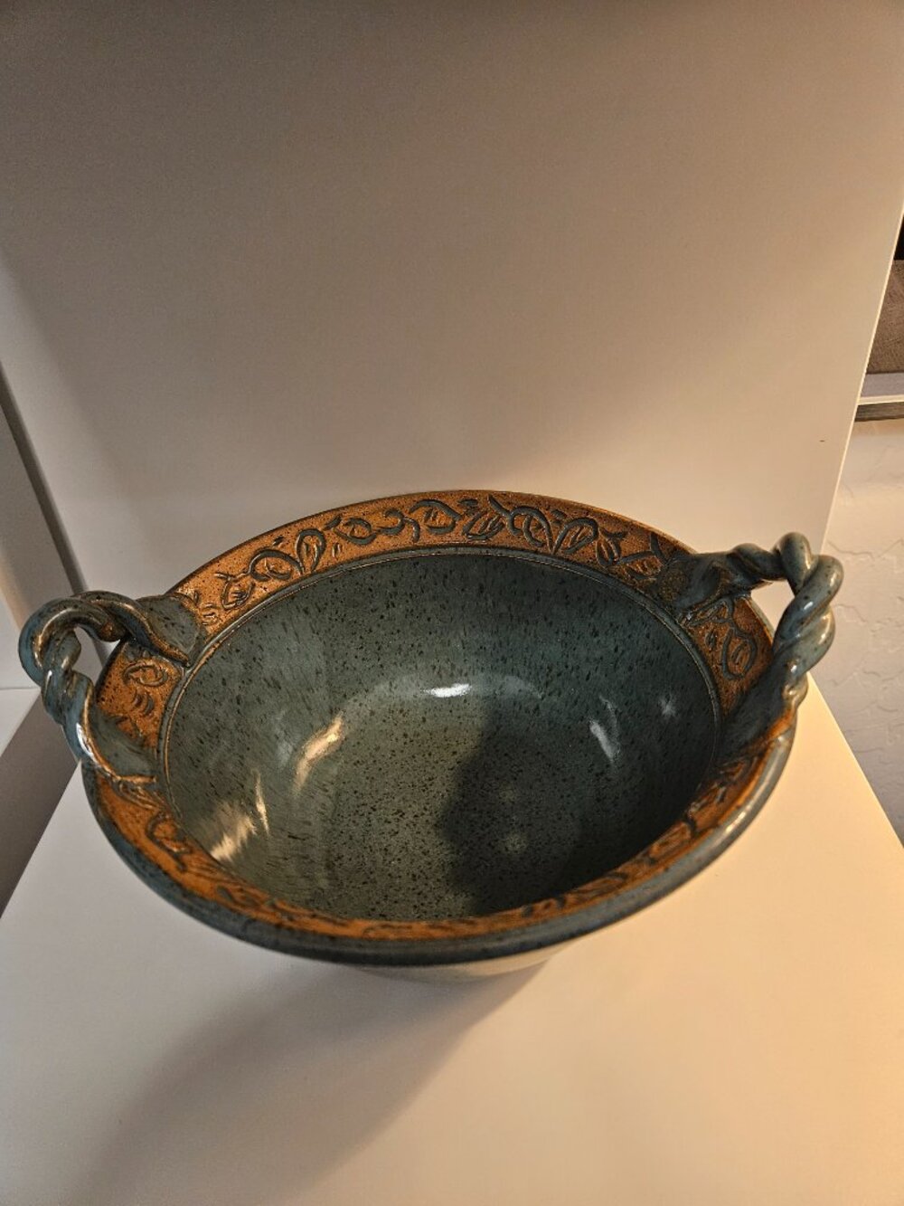 Vintage Barbara Francis Studio Art Pottery Turquoise Blue Speckled Serving Bowl